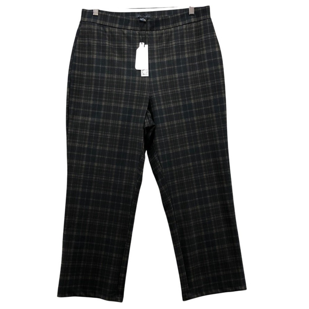 Sanctuary Plaid Trousers Women 1X Plus Size Gray Check Stretch Pull On